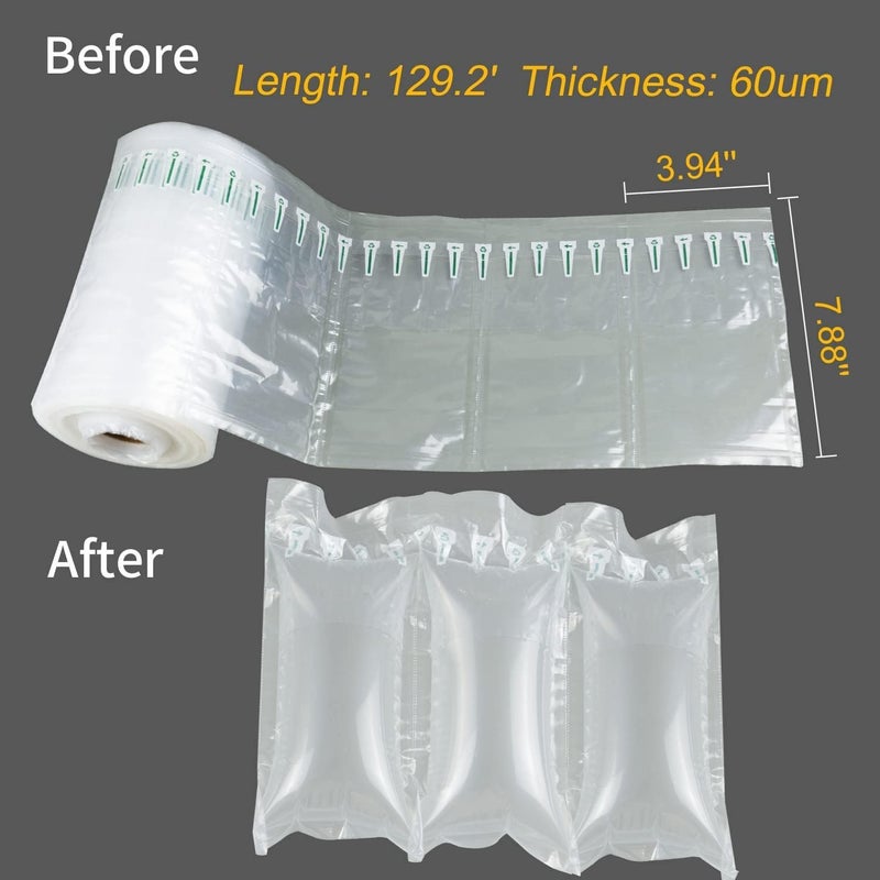 LOCKED AIR وسائد هوائية للشحن، 200 عدد أكياس هوائية قابلة للنفخ (3.94" × 7.88"، 60 ميكرون) مع مضخة، فيلم وسادة قابل لإعادة التدوير للتغليف، حشو صناديق النقل، شكل حقيبة، بديل لرقائق التعبئة - Image 2